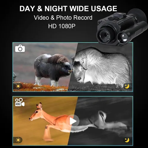 Miniatura 7 de Gafas digitales de visión nocturna de 950 Nm, monocular montado en el casco con pantalla AMOLED HD de 1.4 pulgadas para camping, caza y seguridad