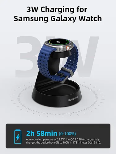 Miniatura 4 de Cargador de reloj para Samsung - Soporte de cargador para Galaxy Watch 8 con módulo magnético integrado, estación de carga inalámbrica para Samsung