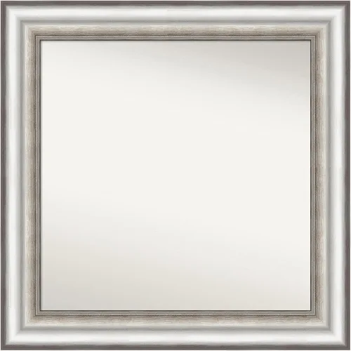 Miniatura 321 de Amanti Art Espejo de baño plateado para sobre el fregadero, 26 x 26 pulgadas, espejo cuadrado de plata antigua, marco de madera tradicional mediano