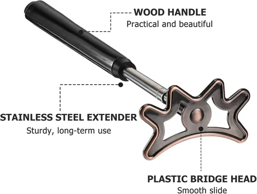 Miniatura 5 de Sumind Palo de puente retráctil para billar, puente de billar ajustable con cabeza extraíble, mango de madera y 5 ranuras de posición, accesorios