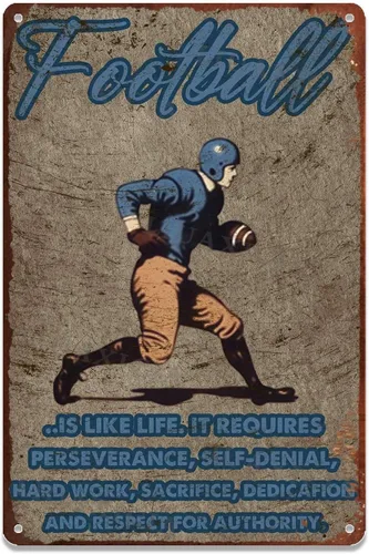 Miniatura 14 de LIUAXICIA Cartel de fútbol deportivo vintage redondo de aluminio de metal, jugador retro americano para bar y hogar, 8.00 x 8.00 pulgadas