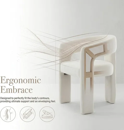 Miniatura 6 de Hyfirm Sillas de Comedor Modernas Tipo Barril Juego de 1, Cómoda Silla de Comedor de Acento Tapizada en Chenilla con Brazo para Cocina Sala de Estar