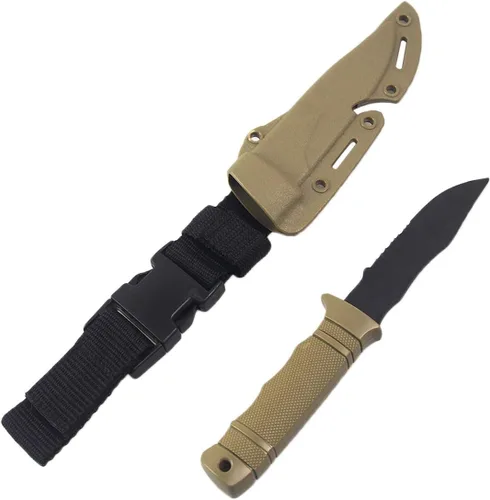 Cuchillo bayoneta Toonol de plástico para entrenamiento táctico con vaina 1pcs Machete-Tan
