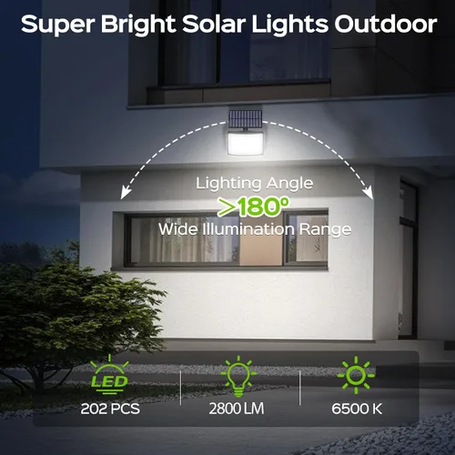 Miniatura 3 de Adiding Luces Solares para Exteriores, Luces de Inundación LED de 2800LM con Cable de 5 m, Luces Solares con Sensor de Movimiento y Control Remoto