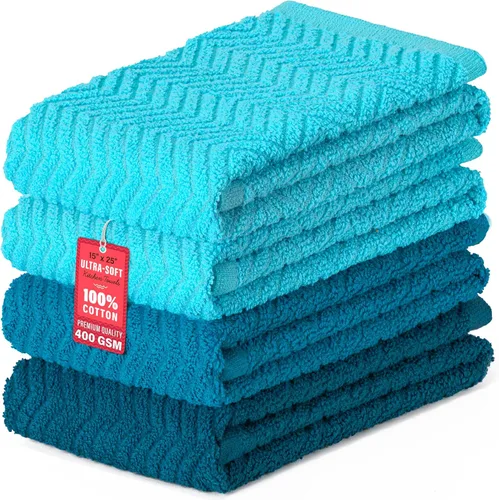 DecorRack Paquete de 4 toallas de cocina, 100% algodón, 15 x 25 pulgadas, absorbentes para secar platos, toallas de mano, paños de limpieza de