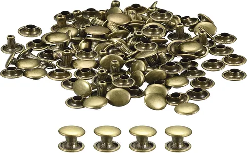 Miniatura 33 de uxcell 100 juegos de remaches de cuero, remaches de doble tapa de 0.236 x 0.315 pulgadas, remaches de metal para reparación de cuero, manualidades