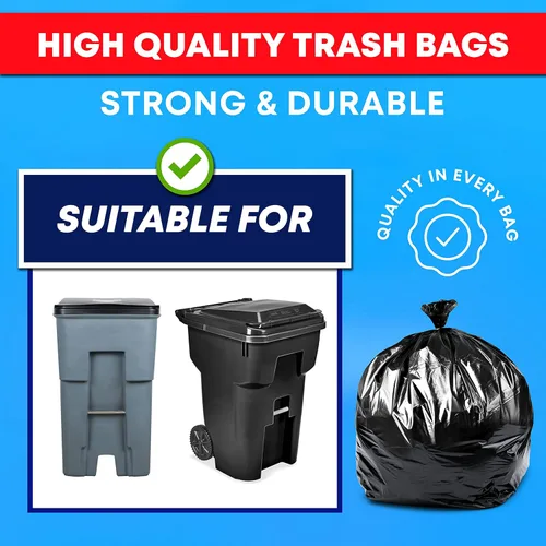 Miniatura 4 de Bolsas de basura de 95-96 galones, enormes 25 bolsas con lazos, bolsas de basura extra grandes, 90 galones, 95 galones, 96 galones, bolsas de basura