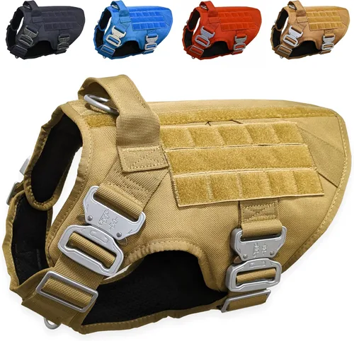 Miniatura 11 de Arnés táctico para perro con 4 hebillas de metal. Chaleco táctico para perro sin tirones con asa, arnés resistente para perros pequeños, chaleco
