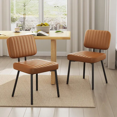 Miniatura 9 de Sillas de comedor, tapizadas de mediados de siglo, modernas sillas decorativas para cocina, comedor con asiento acolchado de piel sintética y patas
