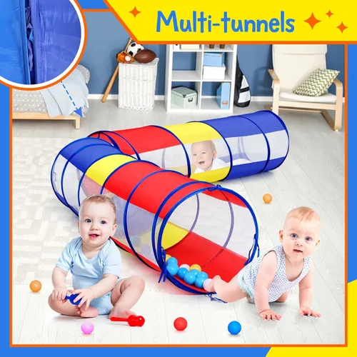 Miniatura 6 de Túnel de juego para niños pequeños, tienda de campaña desplegable para bebés, niños o perros con 2 lados de malla, juguetes de túnel para niños