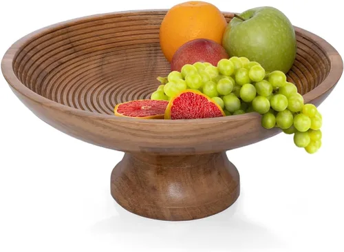 Miniatura 17 de Folkulture Frutero de madera para encimera de cocina Cesta grande de frutas de plátano ecológica de 12 pulgadas para cocina Tazón de madera