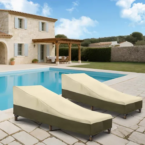 Miniatura 9 de SunPatio Funda para tumbona impermeable al aire libre, resistente, paquete de 2 fundas para sillas de patio, resistentes a los rayos UV, a Beige