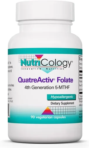 Nutricology QuatreActiv Folato - Ofrece 833 mcg DFE 5-MTHF como Quatrefolic - Apoya el metabolismo del folato, la función celular y la utilización