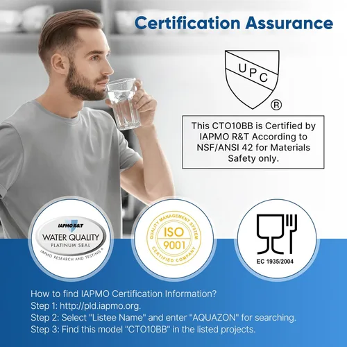 Miniatura 2 de PUREPLUS Cartucho de filtro de agua de cáscara de coco Bloque de carbón activado CTO Cartucho universal de 5 micras y 10 pulgadas para toda