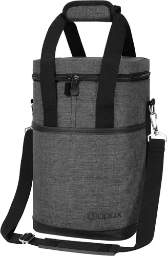 Miniatura 19 de Opux Bolsa térmica de vino con aislamiento para 4 botellas, a prueba de fugas, portátil, para viajes, picnic, regalo BYOB (negro)
