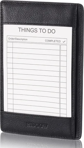 Miniatura 8 de HISCOW Bloc de notas y cuaderno de bolsillo de cuero italiano, bloc de notas de 3 x 5 con soporte seguro para bolígrafo, organizador de notas marrón