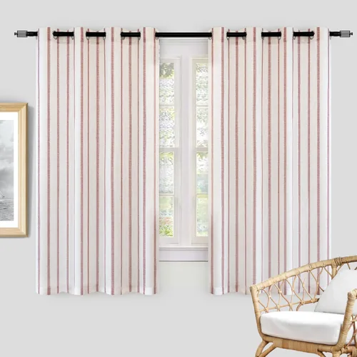 Miniatura 66 de DriftAway - Cortinas de Lino Mezcla de Granja 100% Opacas de 84 Pulgadas de Largo para Dormitorio, Cortinas Verticales Rayadas Impresas de Lino