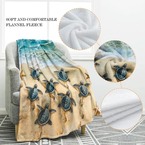 Miniatura 2 de Jekeno Manta de Tortuga Marina para Adultos y Niños, Regalo de Manta de Tortuga Marina para Mujeres y Hombres, Decoración de Playa para Dormitorio