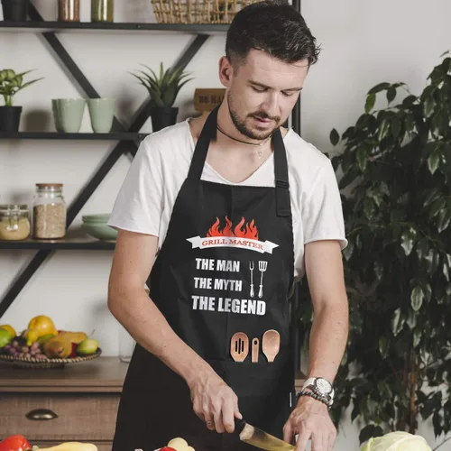 Miniatura 6 de LYLPYHDP Delantales divertidos para hombres, correa ajustable para el cuello, impermeable y resistente al aceite. Perfecto para asar a la parrilla