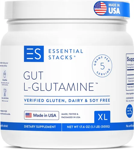 Miniatura 11 de Essential Stacks Polvo de L-glutamina Gut - Fabricado exclusivamente en Estados Unidos - Polvo de glutamina pura L para la salud intestinal