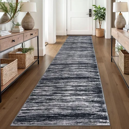 Miniatura 10 de SIILOOM 2 x 3 Alfombra moderna y abstracta para entrada, alfombra neutra azul marino gris multicolor súper suave de área pequeña, alfombras lavables