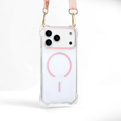 Miniatura 32 de Funda Magnética Cruzada para iPhone 17 Pro, Naranja, Marco Suave Magnético Transparente PC Trasero A Prueba de Golpes Funda Protectora para Teléfono
