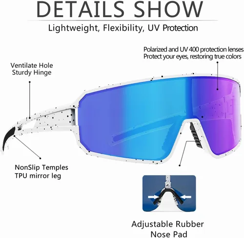 Miniatura 3 de SPOSUNE Gafas de sol polarizadas de ciclismo para hombres y mujeres, UV400, gafas deportivas para bicicleta, béisbol, correr, MTB C19