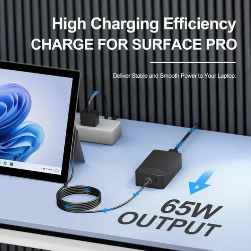Miniatura 2 de YURCIPWE Cargador Surface Pro de 65 W, Surface Laptop Charger compatible con Microsoft Surface Pro 11/10/9/8/7+/7/6/5/4/X, Surface Laptop 7/6/5/4
