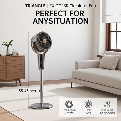 Miniatura 2 de TRIANGLE Ventilador de pie para dormitorio, ventiladores de pedestal de 1190 CFM oscilantes con control remoto, ventilador de piso ajustable