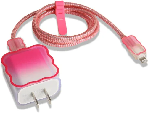 Miniatura 16 de Compatible con iPhone de 18 W/20 W, funda de cargador USB-C, bonito protector de cargador suave transparente con ondas de corazón 3D, bonito