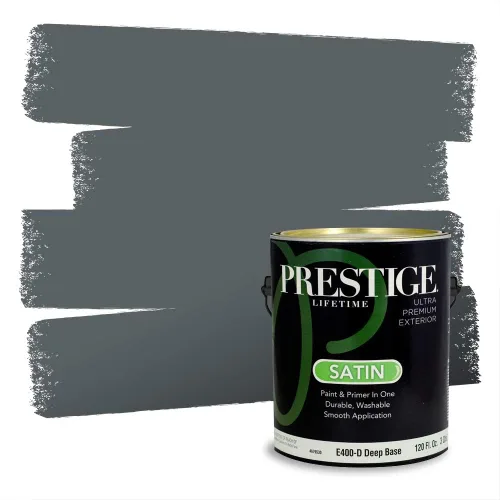 Miniatura 1228 de Pintura Exterior + imprimación PRESTIGE, todo-en-uno, 1 galón, acabado mate, color comparable al Valspar* Royal Gray* VS151-Gris real