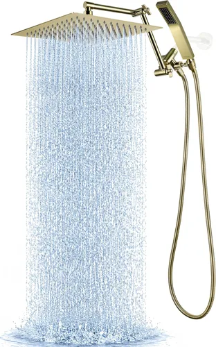 Miniatura 14 de G-Promise Cabezal de ducha de metal de 10 pulgadas con combo de rociador de mano, desviador de 3 ajustes, brazo de extensión ajustable con juntas