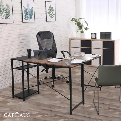 Miniatura 8 de CAPHAUS Escritorio para computadora de 40 pulgadas con estantes de almacenamiento de 2 niveles, para oficina en casa y juegos, escritorio