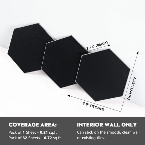 Miniatura 2 de Azulejo Hexagonal Negro de Pelar y Pegar para Salpicaduras, Azulejo de Cocina Autoadhesivo de Nido de Abeja de Aluminio para Pegar en Paredes