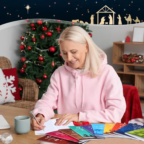 Miniatura 4 de Tenceur 30 piezas de mini bloc de notas de Navidad, tema de pesebre, regalos cristianos, cuaderno de Navidad, bloc de notas con versículos