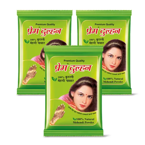 Miniatura 11 de Prem Dulhan Henna Mehendi en polvo natural (17.637 onzas), cuidado orgánico del cabello para hombres y mujeres, mezcla de hierbas puras