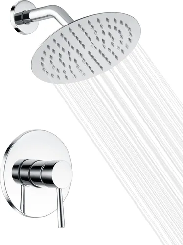Miniatura 11 de sumerain Juego de grifo de ducha dorado cepillado con cabezal de ducha de lluvia de acero inoxidable de 8 pulgadas, válvula de entrada de latón Oro