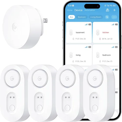 Miniatura 9 de GoveeLife Detector Inteligente de Fugas de Agua Mejorado 1s con Alcance Ultra Largo de 1804 pies, Sensor de Agua WiFi con SMS/Correo