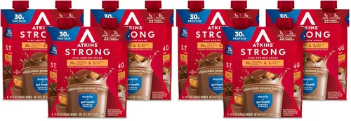 Miniatura 13 de Atkins - Batido Fuerte de Alta Proteína, Sabor Café Laté, 30g de Proteína, 7g de Fibra Prebiótica, Apoyo para la Salud Muscular y del Intestino