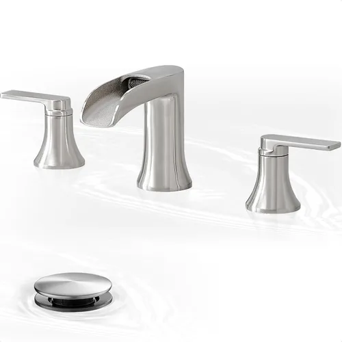 Miniatura 12 de Grifo de lavabo de baño de bronce aceitado con cascada de 3 agujeros, grifos de baño de latón de 4 a 8 pulgadas con drenaje emergente y líneas