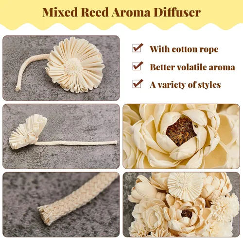 Miniatura 3 de Waydress 15 Piezas Difusor Flores Sola Mixtas Material Natural Aromaterapia Varillas Flores de Madera Decorativas Aromaterapia Colocación de Flores