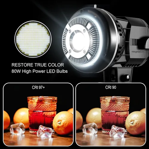 Miniatura 5 de GVM - Luz de video de 80 W, luces de estudio para fotografía, kit de iluminación Softbox con soporte Bowens, temperatura de color CRI97+ 5600K, caja