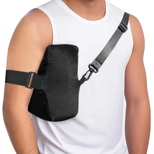 Almohada de puño rotador para dormir con correas ajustables, almohada para aliviar el dolor de hombro para dormir de lado, cojín de brazo después de