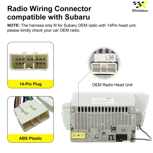 Miniatura 2 de Aftermarket - Adaptador de cableado de radio compatible con Subaru Forester 2008-2011, arnés estéreo de coche Android de 16 pines con audio
