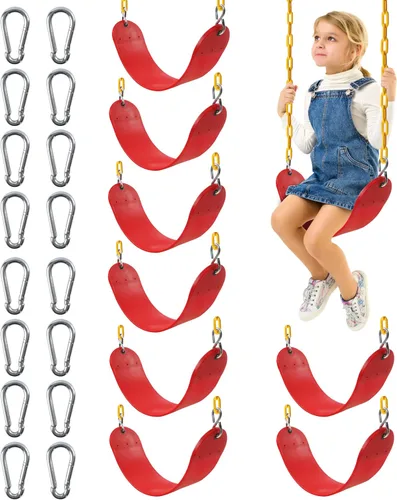 Miniatura 7 de Sunnyglade Juego de 2 columpios resistentes con cadena de 66 pulgadas, accesorios de repuesto con ganchos a presión, soporta 250 libras (2, verde)