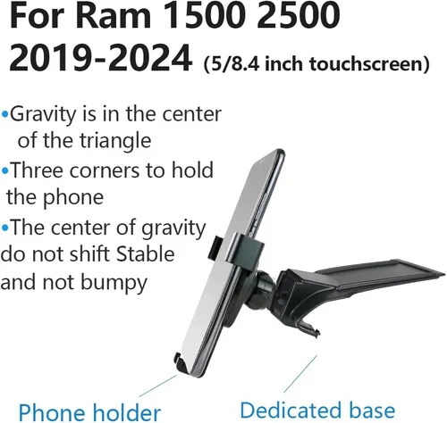 Miniatura 6 de Soporte de teléfono de coche para Dodge Ram 1500 2500 2021 2022 2023 2024 2025 2026 Dodge Ram 1500 2500 【Pantalla de 5 y 8.4 pulgadas】 Camionetas