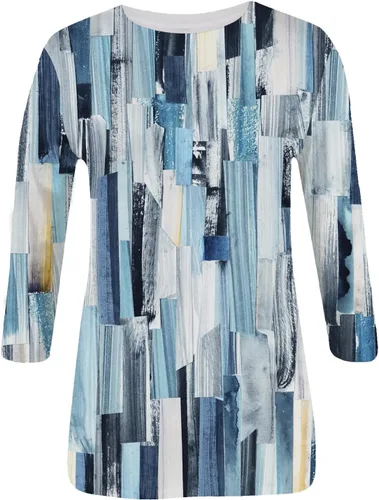 Miniatura 3 de Sudadera de trabajo de primavera de manga 34 para mujer, ajuste holgado, transpirable, con cuello redondo de mariposa