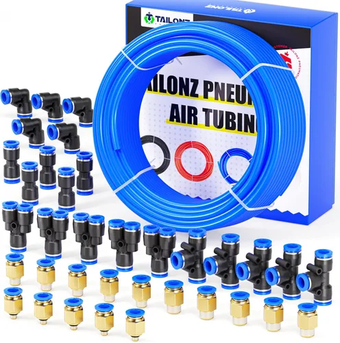 Miniatura 11 de TAILONZ PNEUMATIC Azul 0.236 in OD 0.157 in ID poliuretano PU manguera de aire tubo kit 32.8 ft 32.8ft