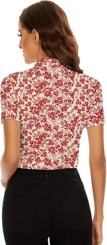 Miniatura 4 de Soneven Camisa polo de manga cortasin mangas para mujer, cuello en V, con botones