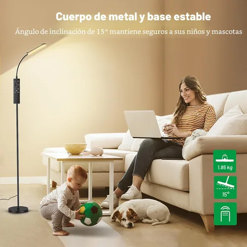 Miniatura 7 de Yikuneng Lámpara de pie LED regulable, lámparas de lectura superbrillantes, lámpara de pie con control remoto y táctil, atenuación continua y Negro